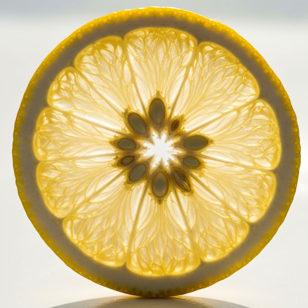 Makro przekrój owocu cytrusowego